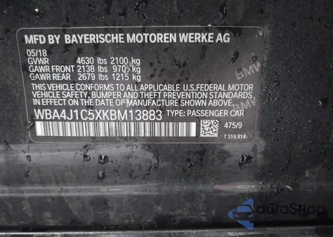 2019 BMW 430I Gran Coupe z USA, uszkodzony, nr VIN WBA4J1C5XKBM13883